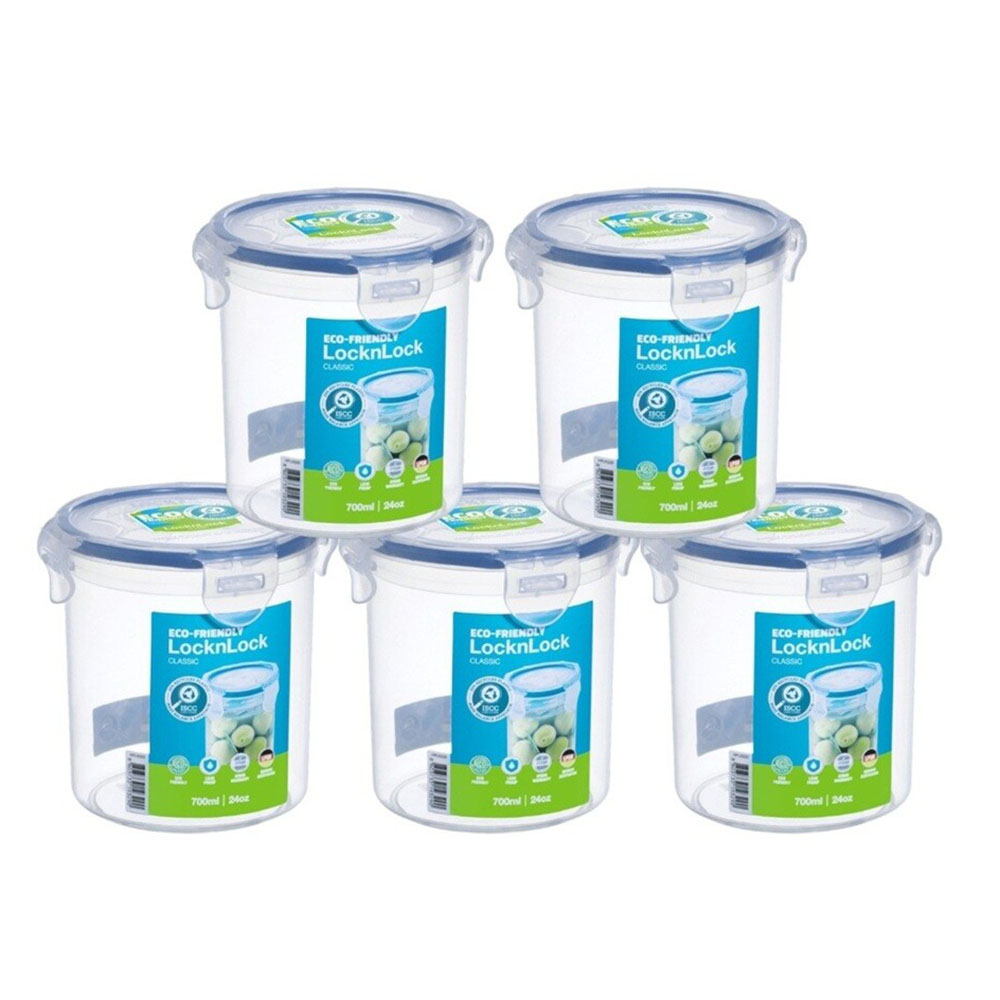 Locknlock - Classic Round Food Container - 700 ml - 5 Pc Set
