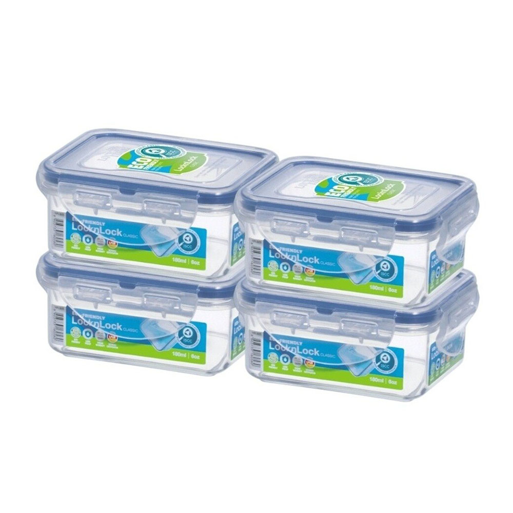 Locknlock - Classic Rectangular Food Container - 180 ml - 4 Pc Set
