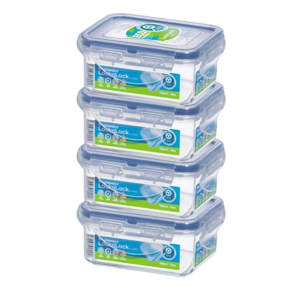Locknlock - Classic Rectangular Food Container - 180 ml - 4 Pc Set