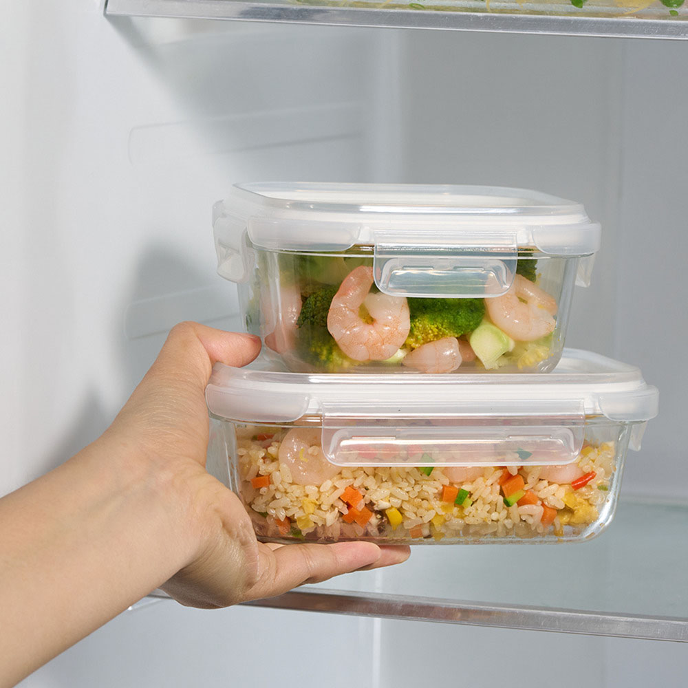 Locknlock - Glass Rectangular Food Container - Clear - 5 Pc Set