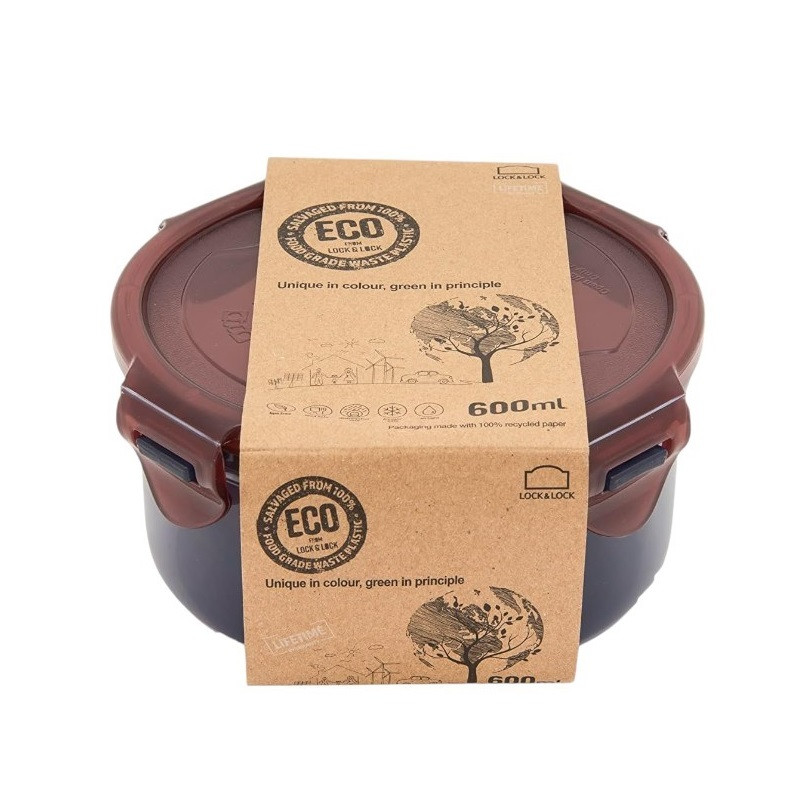 LocknLock - Eco-Friendly Airtight Round Food Container - 600ml - Color May Vary