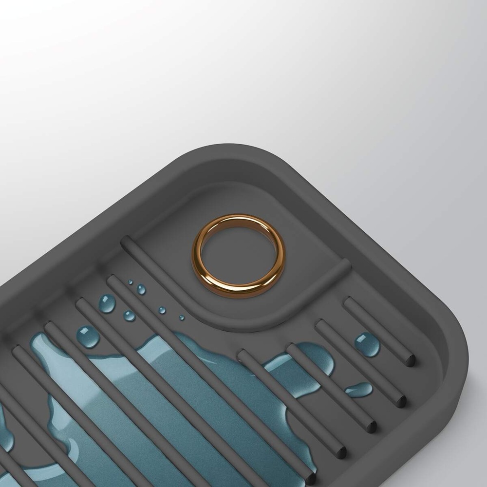 Metaltex - Sink Tray Organizer - Compact Kitchen Sink Mat With Brush And Ring Holder
