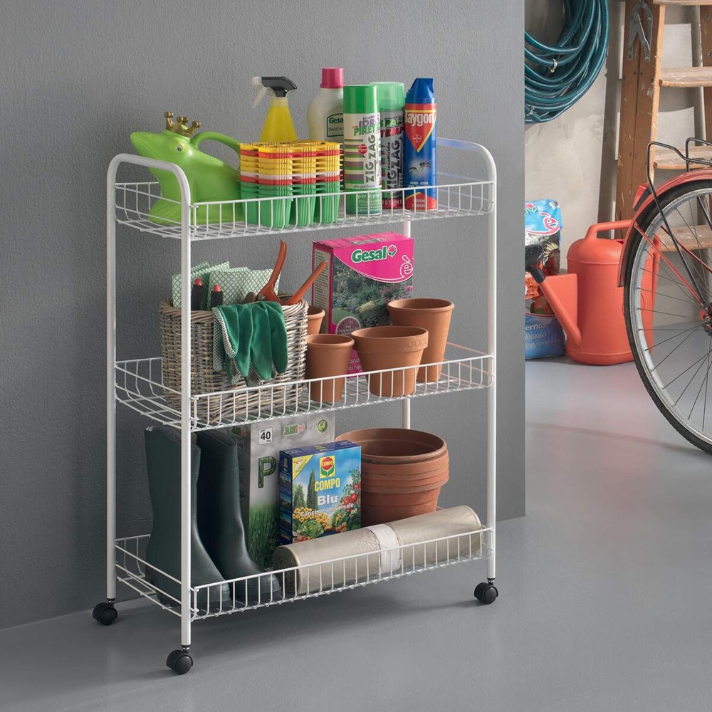 Metaltex - Grande 3 Layer Multi Purpose Cart - 3 Tier Rolling Storage Trolley With 360 Spinner Wheels - Easy Assembly - Ldpe Plastic Coating