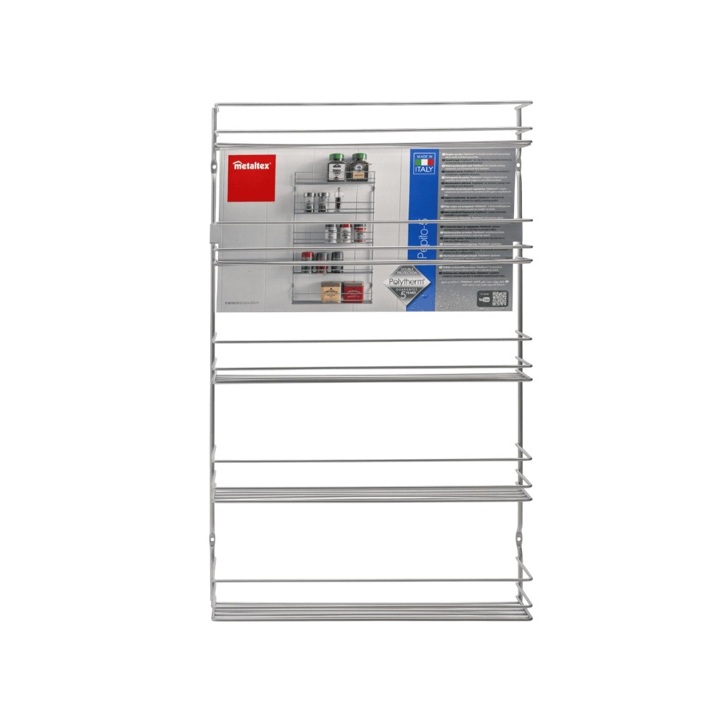Metaltex - Spice Rack Pepito - 5 Layer Wall Or Cabinet Mounted Organizer - Polytherm Coating - Rust Resistant - Made In Italy