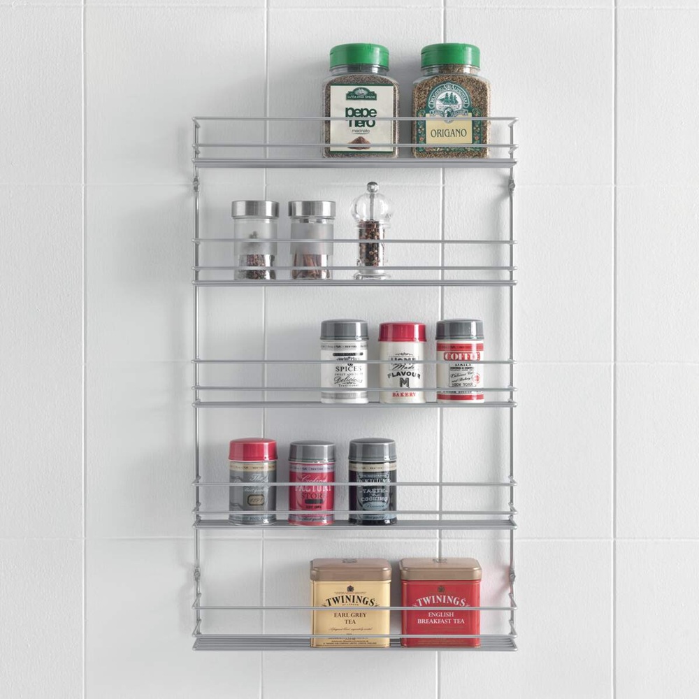 Metaltex - Spice Rack Pepito - 5 Layer Wall Or Cabinet Mounted Organizer - Polytherm Coating - Rust Resistant - Made In Italy