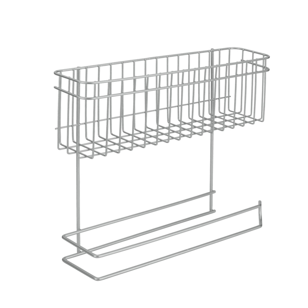 Metaltex - Kitchen Paper Holder With Basket - Rollo Polytherm Coating - Rust Resistant Countertop Organizer