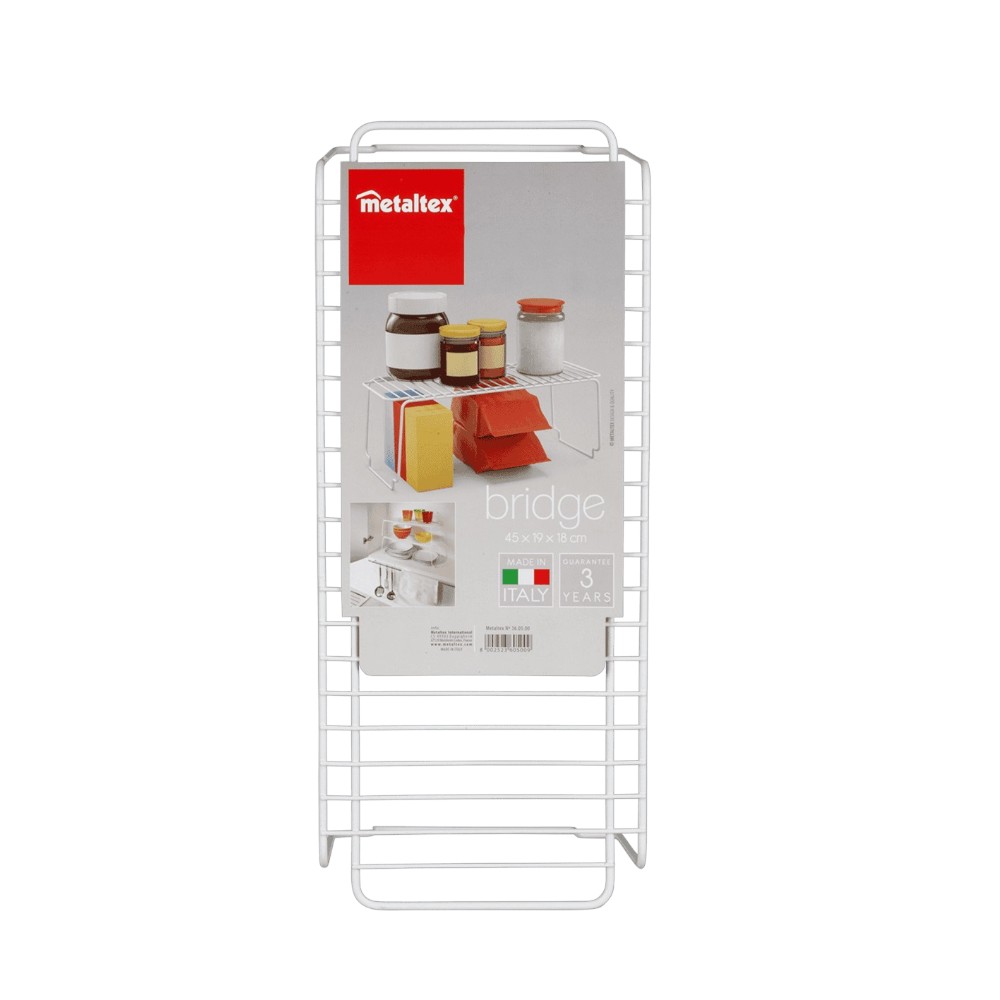 Metaltex - Stackable Shelf - Bridge Multi Purpose Shelf - Space Saving Kitchen Organizer With Ldpe Plastic Coating