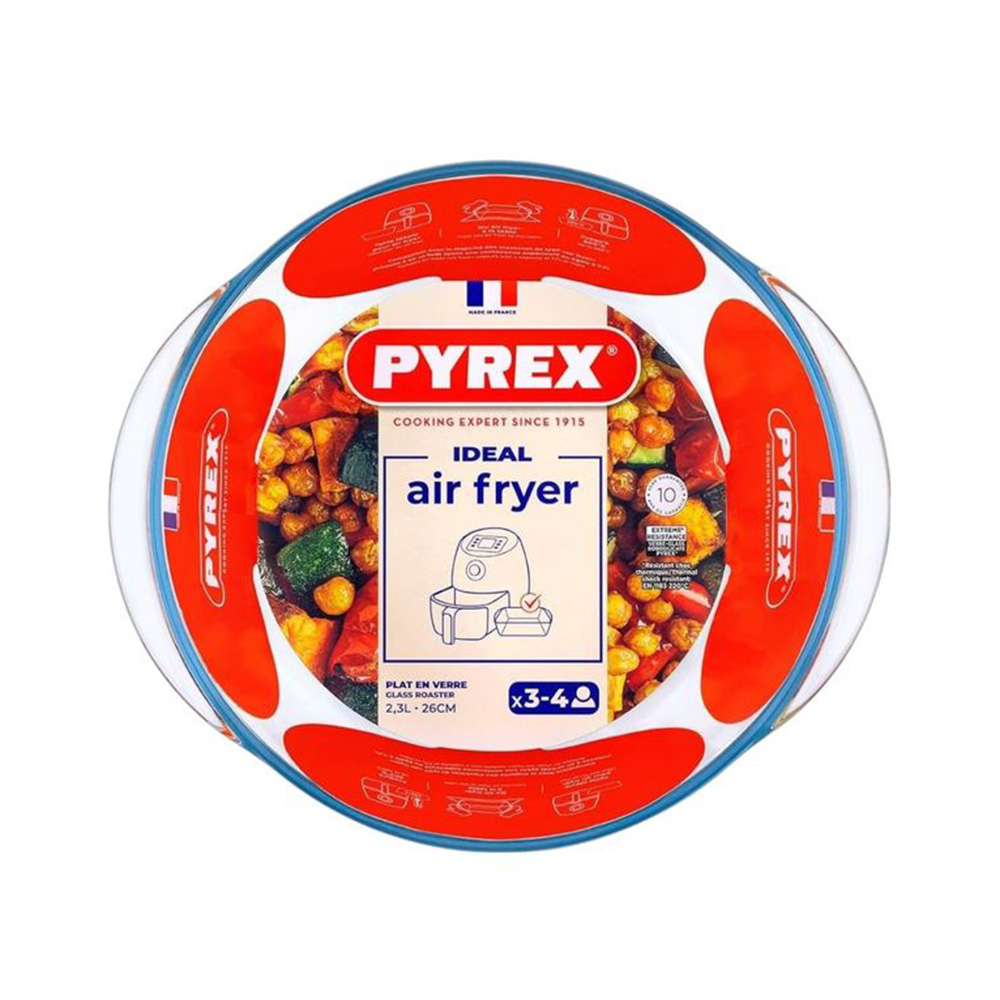 Pyrex Air Fryer Multi-purpose Heat-resistant Glass Round Dish - 2.3 L