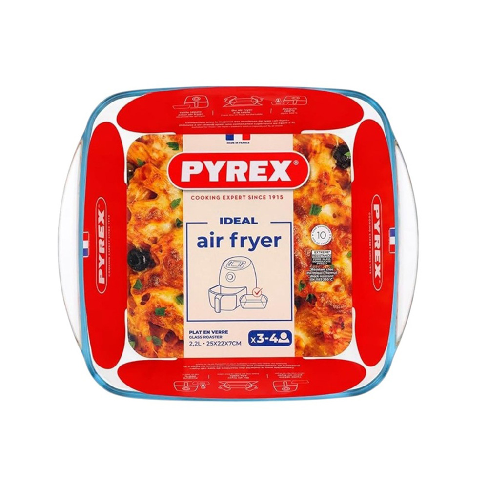 Pyrex Air Fryer Generous Heat-resistant Glass Square Dish - 2.2 L