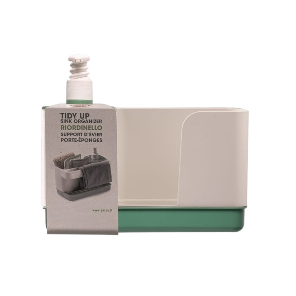 Snips - Tidy Up Grey Sink Organizer With Soap Dispenser & Sponge Holder - Made In Italy