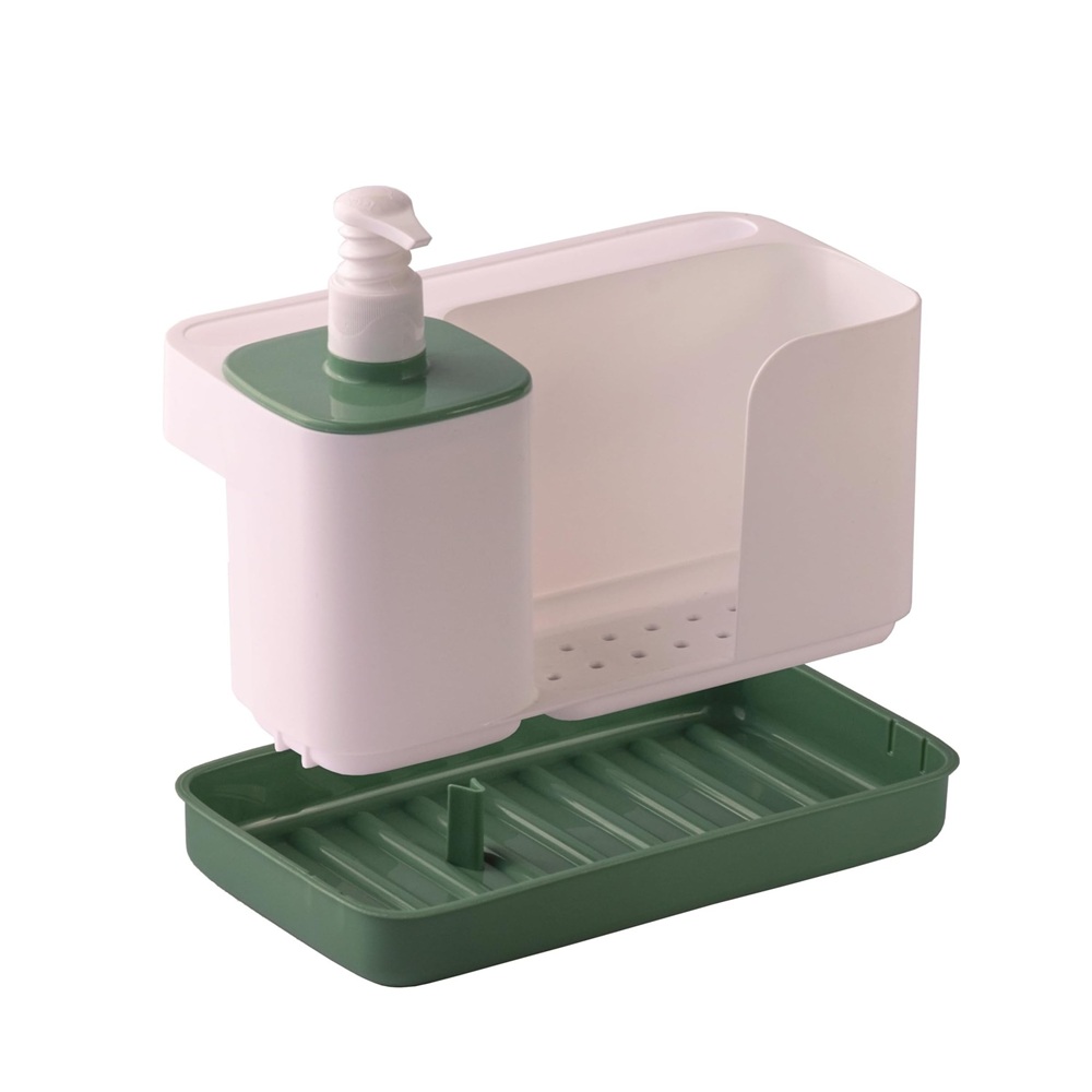Snips - Tidy Up Grey Sink Organizer With Soap Dispenser & Sponge Holder - Made In Italy