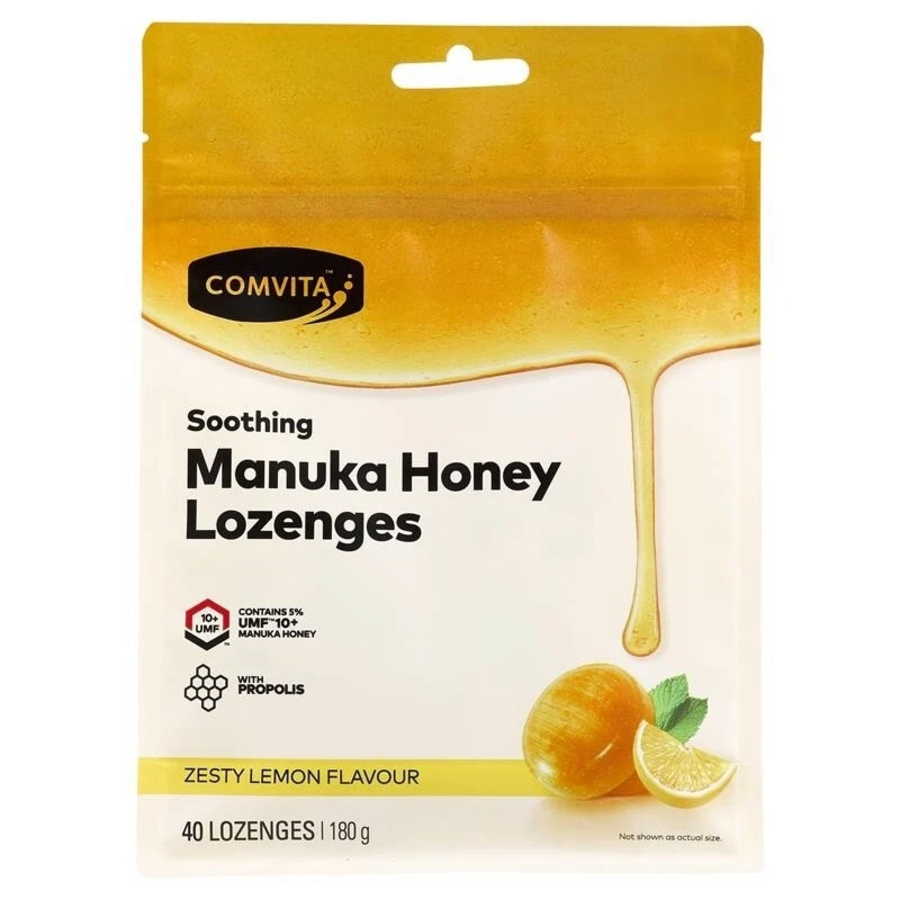 Comvita - Soothing Manuka Honey Lozenges - Zesty Lemon - 40 Pcs