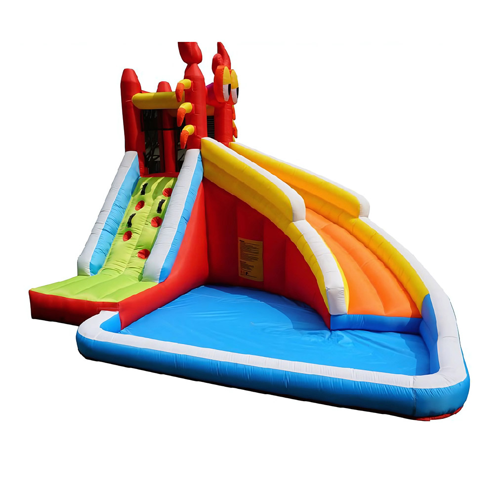 Myts - Kids Inflatable Water Slide And Climbing Wall With Splash Pool - Volcano