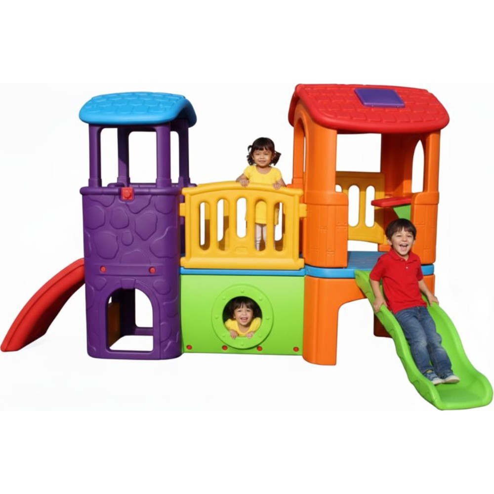 Myts Kids Outdoor Playhouse With Slides And Platform