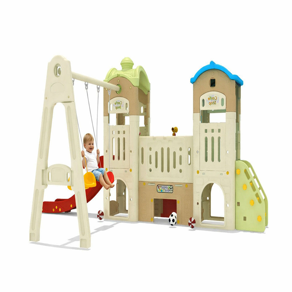 Myts - Kids Castle Swing And Slide Playset With Playhouse