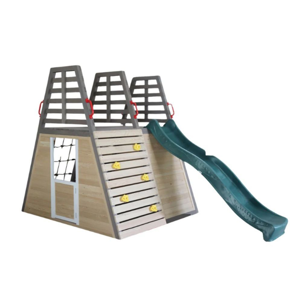 Myts - Kids Outdoor Wooden Activity Tower With Slide And Climbing Challenge