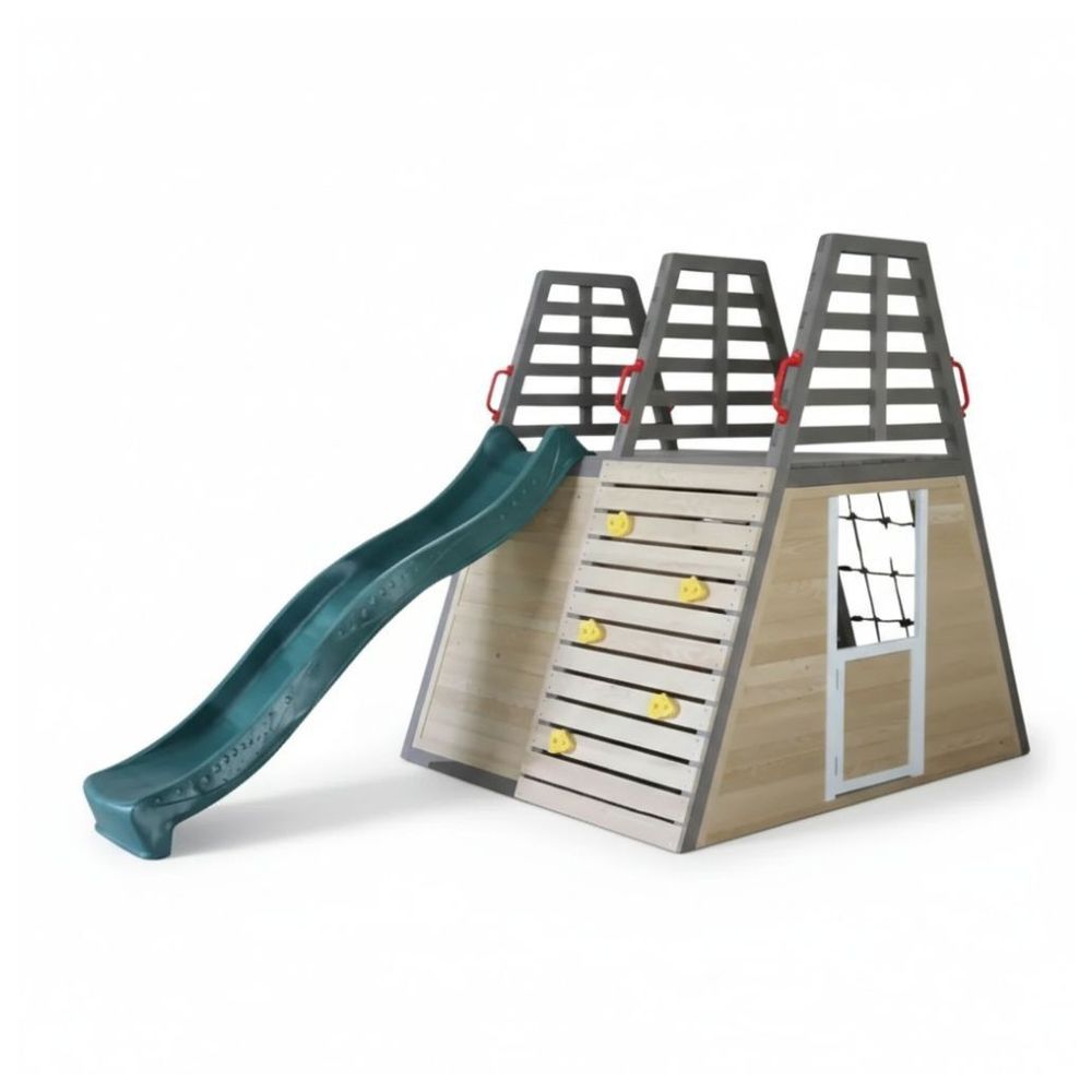 Myts - Kids Outdoor Wooden Activity Tower With Slide And Climbing Challenge