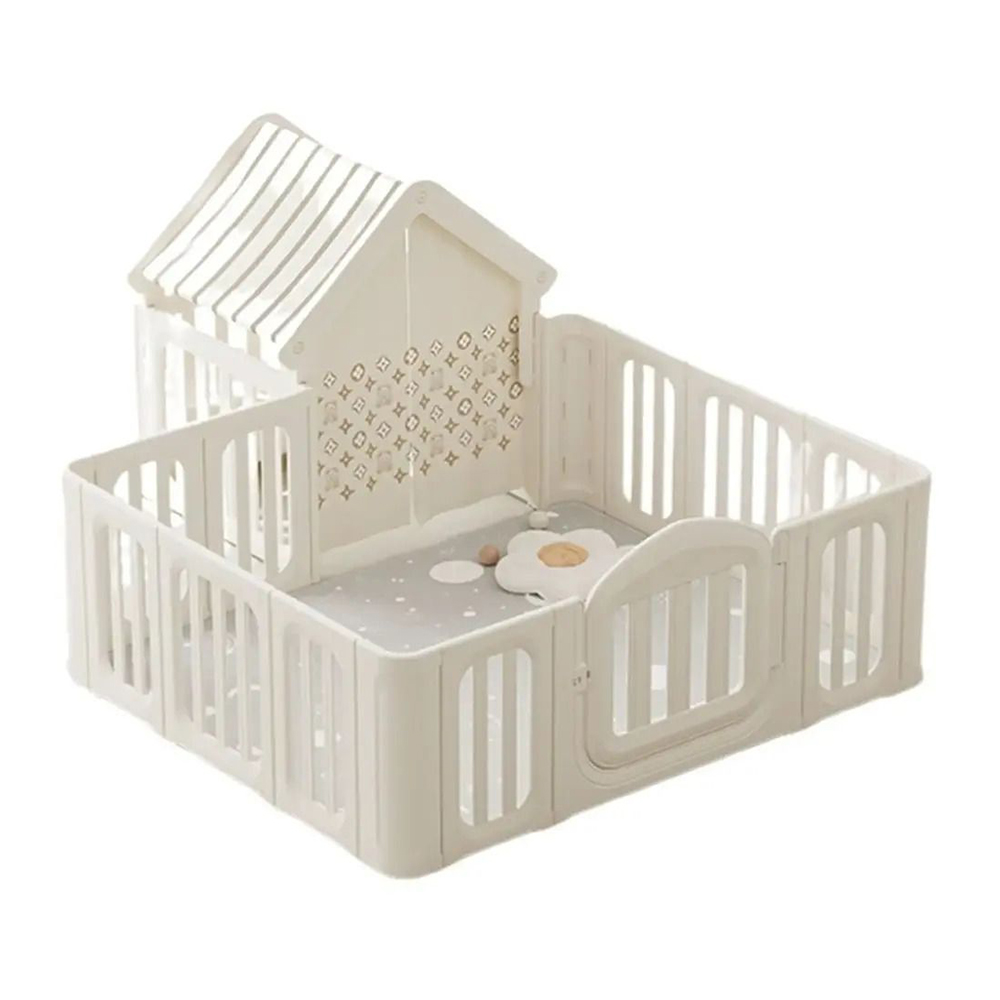 Myts - Foldable Baby Playpen With Safety Gate And Roof - Off White
