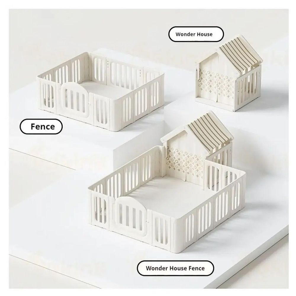 Myts - Foldable Baby Playpen With Safety Gate And Roof - Off White