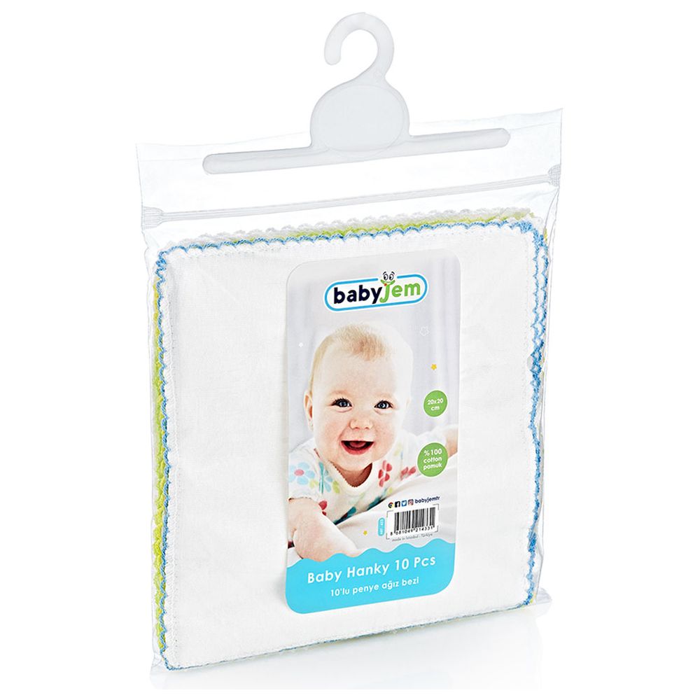 Babyjem - Baby Hanky - 28x28cm - White - Pack of 10