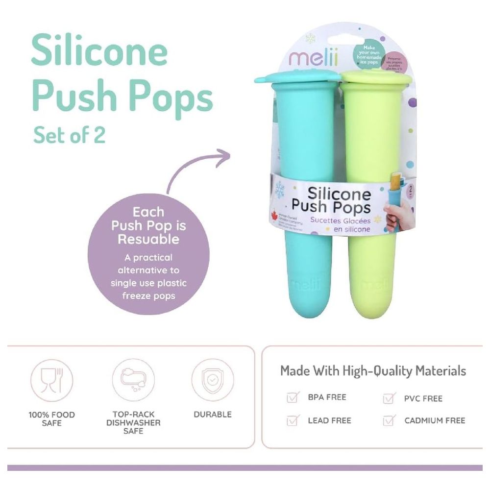 Melii Silicone Animal Push Pops - Shark/Bear - 2 Pcs