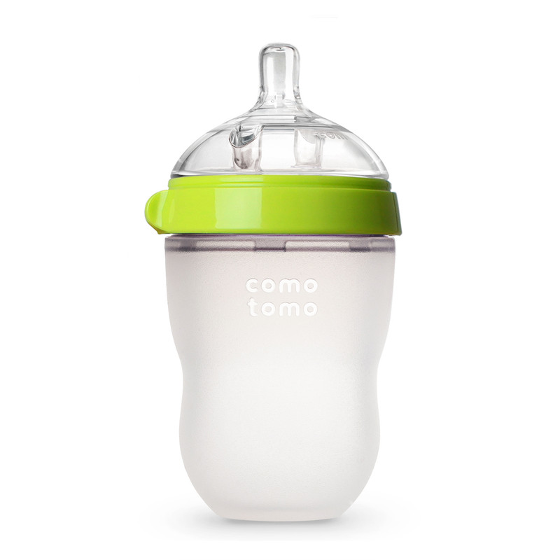 Comotomo - Natural Feel Baby Feeding Bottle Combo - 2 Pcs - Green/Pink - 250ml