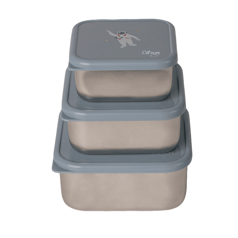 Citron - Stackable Stainless Steel Lunch Box - Spaceship - 3 Pc Set