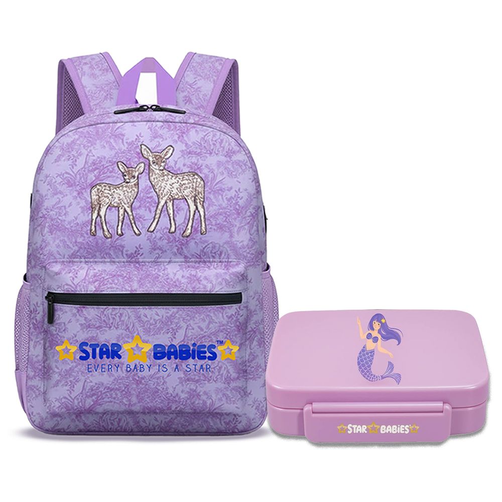 Star Babies Backpack With Lunch Box Set - 2 Pcs - Purple/Mermaid