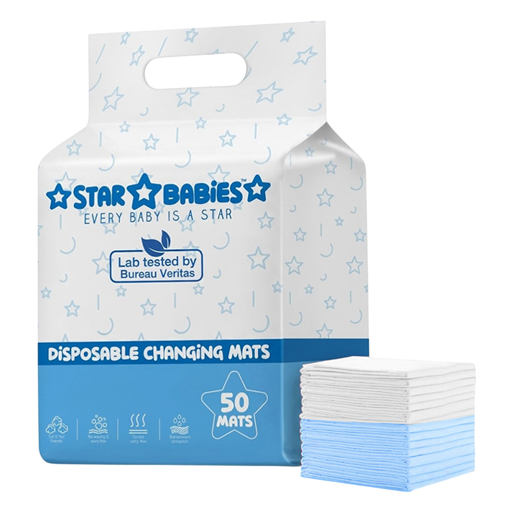 Star Babies - Dual-Color Disposable Changing Mats - Blue & White