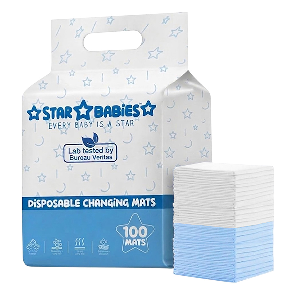 Star Babies - Dual-Color Disposable Changing Mats - Blue & White