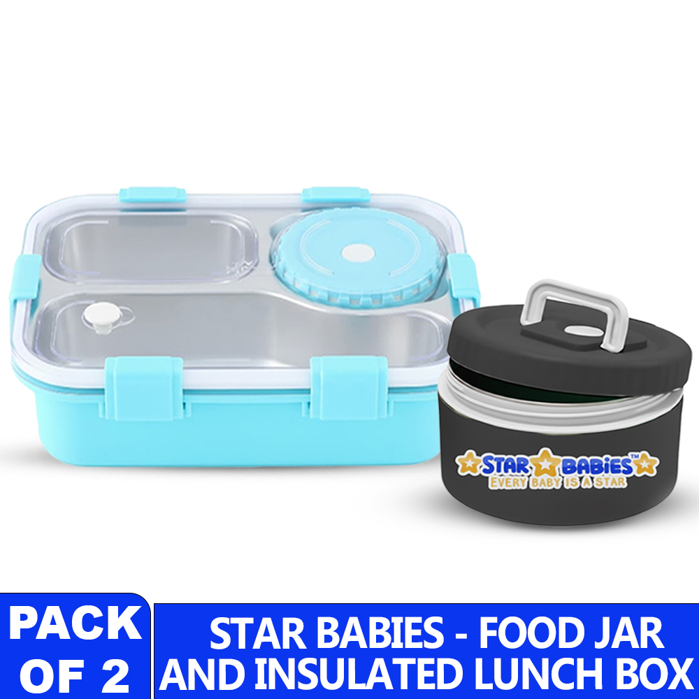 Star Babies 4 Compartments Bento Lunch Box & Insulated Food Jar Set - 2 Pcs