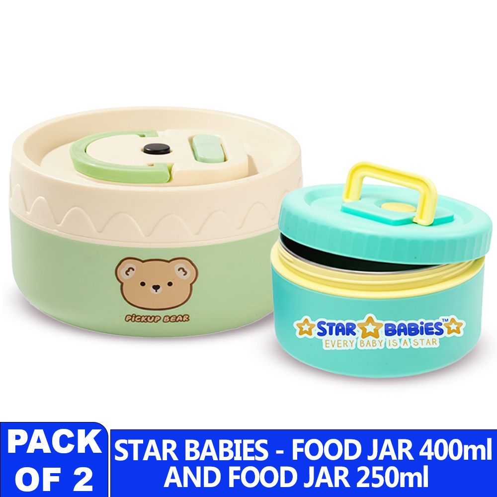 Star Babies Stainless Steel Mini Lunch Box With Food Jar - Pack Of 2