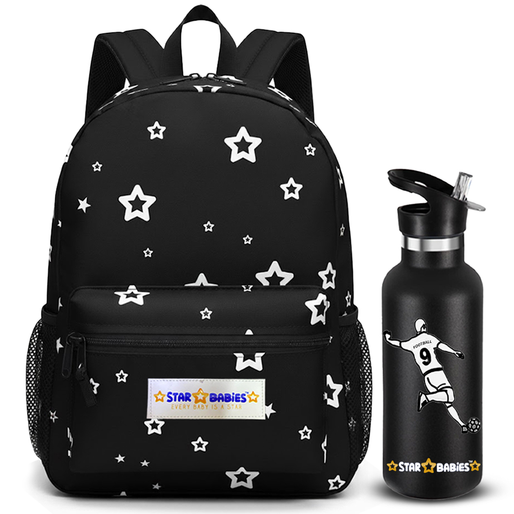 Star Babies Kids' Star Printed Backpack & Stainless Steel Water Bottle Set - 2 Pcs