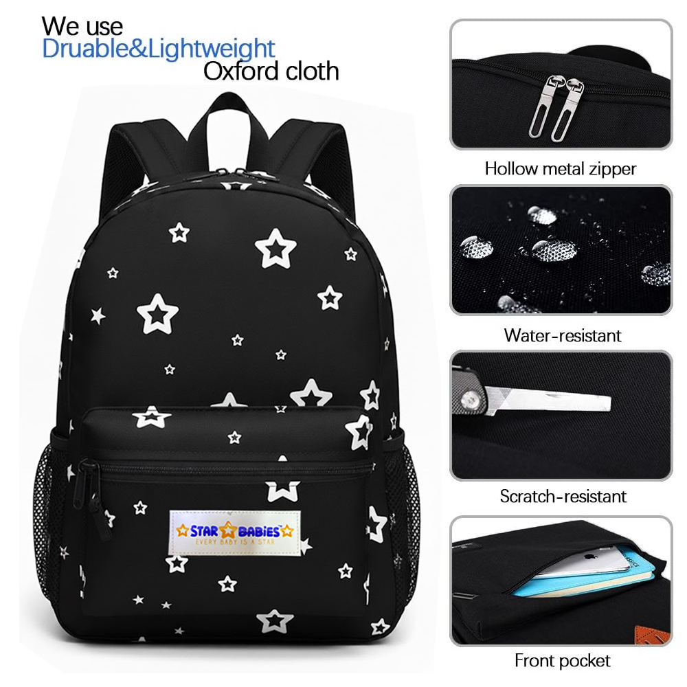 Star Babies Kids' Star Printed Backpack & Stainless Steel Water Bottle Set - 2 Pcs