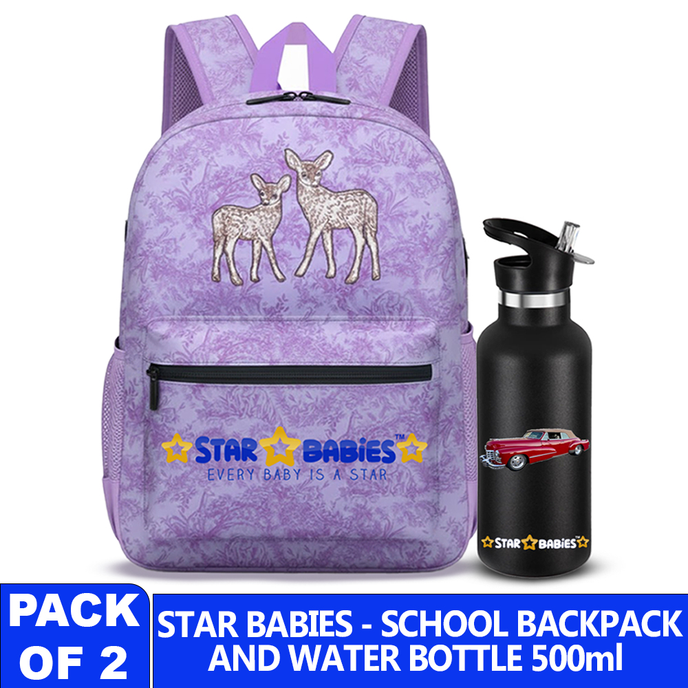 Star Babies Kids' Backpack & Insulated Stainless Steel Water Bottle Set - 2 Pcs