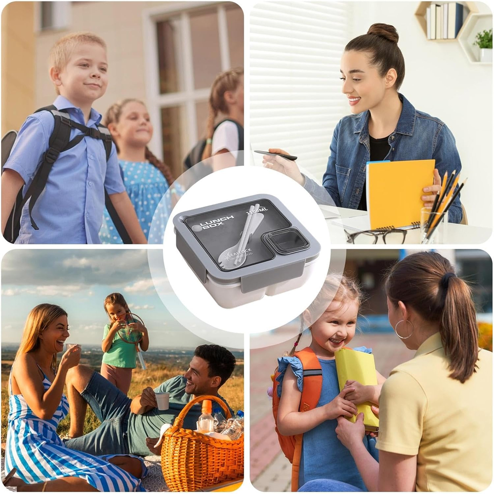Star Babies Insulated Lunch Bag With Bento Lunch Box & Stainless Steel Mini Food Jar Set - Grey - 3 Pcs