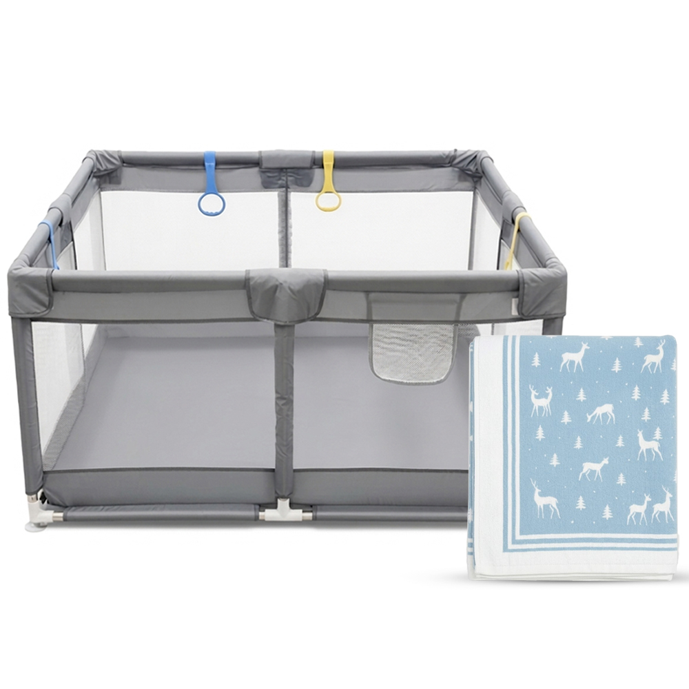 Star Babies - Baby Square Playpen & Knitted Blanket Set - 2 Pcs