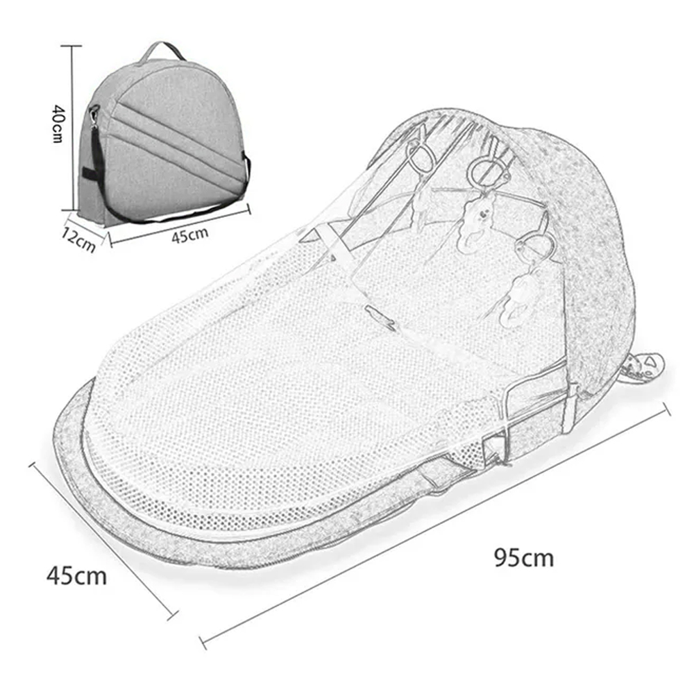 Star Babies - Folding Baby Bed - Grey & Knitted Blanket
