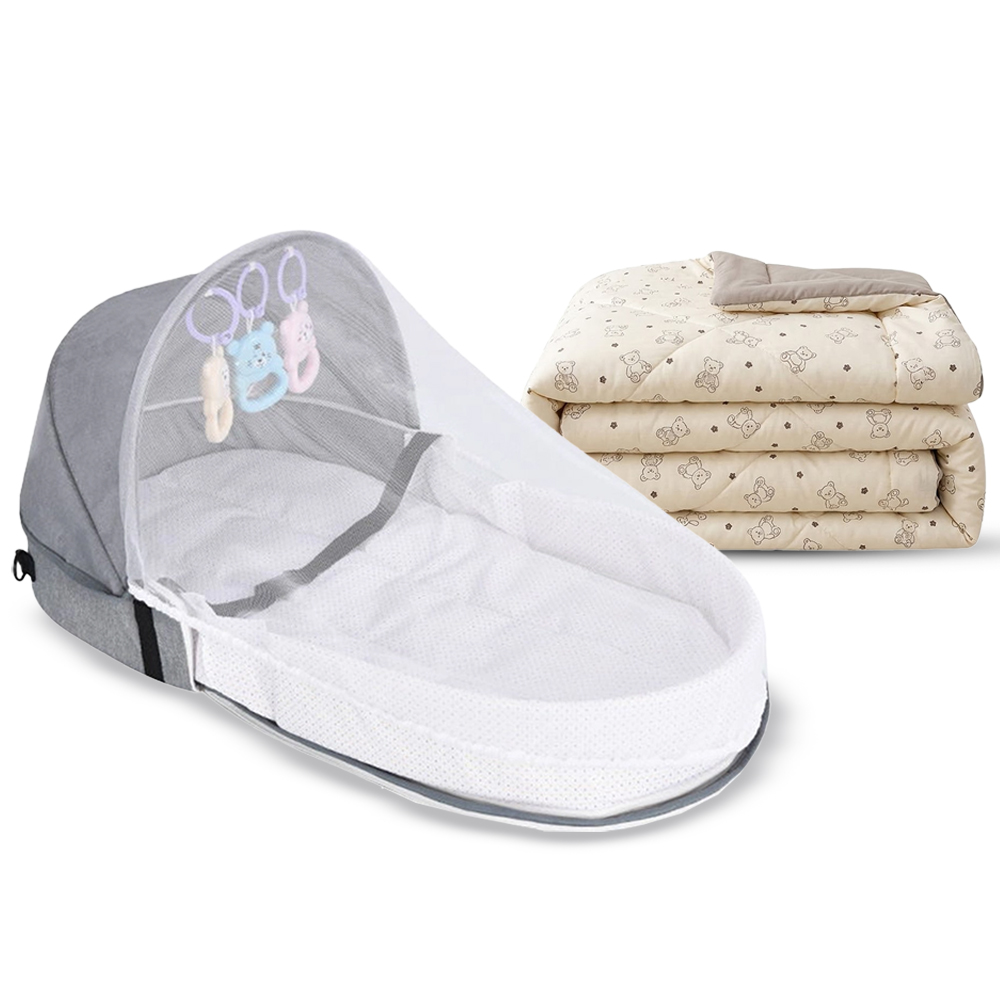 Star Babies - Folding Baby Bed - Grey & Comforter