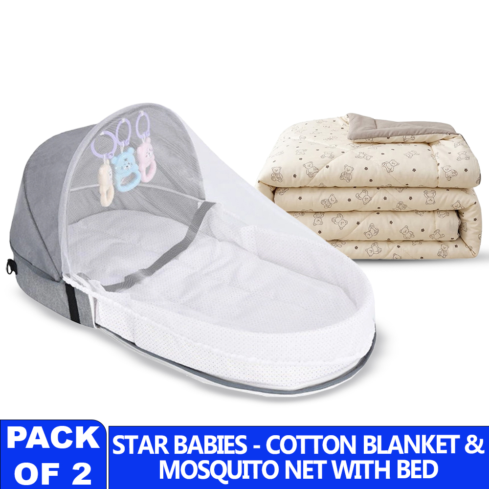 Star Babies - Folding Baby Bed - Grey & Comforter
