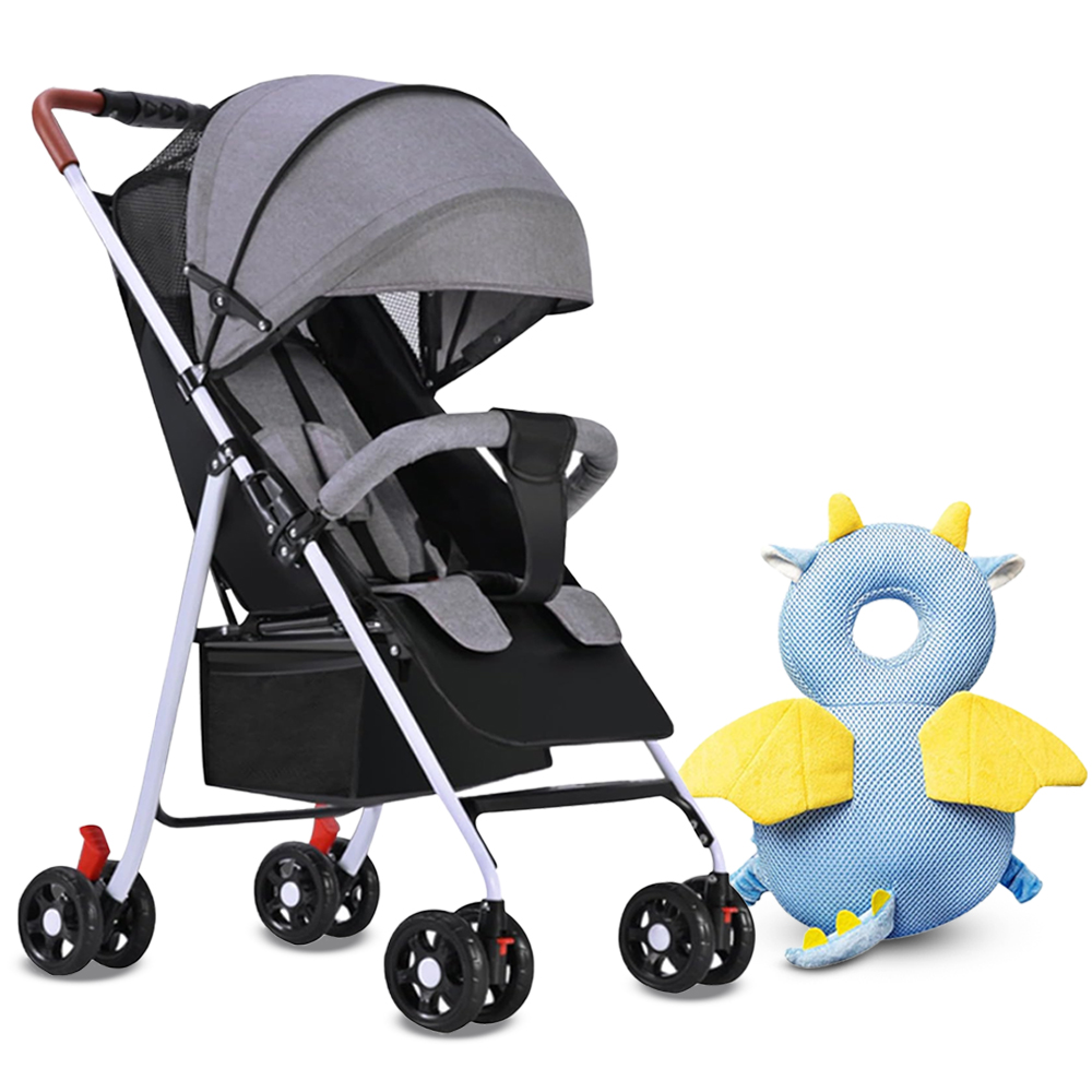 Star Babies - Baby Travel Stroller - Grey & Head Support Combo