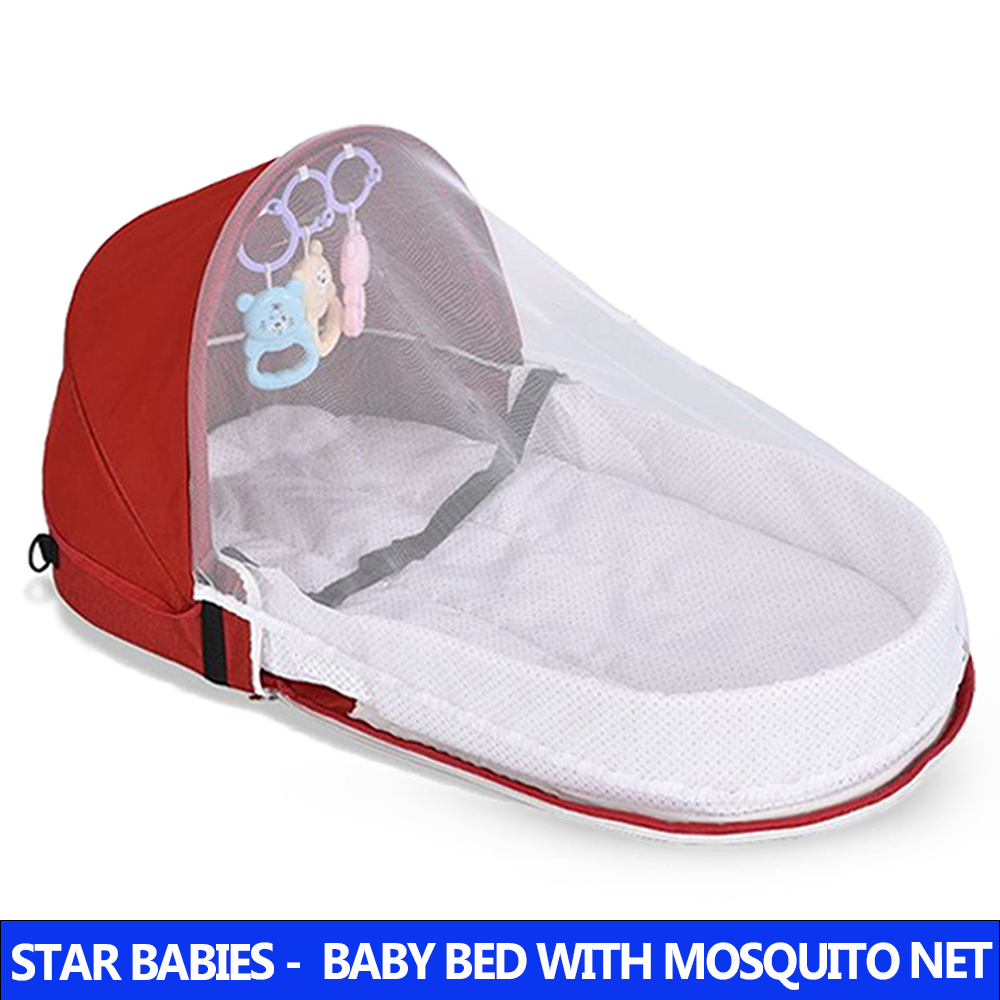 Star Babies - Folding Baby Bed With Mosquito Net & Sleeping Pod Set - 2 Pcs