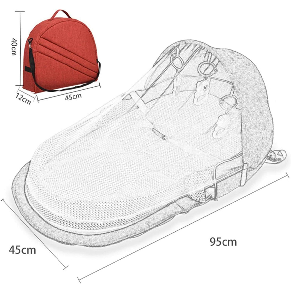 Star Babies - Folding Baby Bed With Mosquito Net & Sleeping Pod Set - 2 Pcs