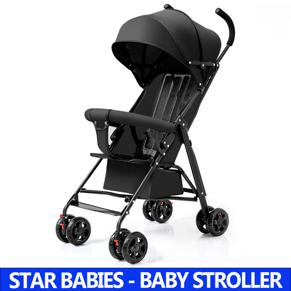 Star Babies - Foldable Lightweight Travel Stroller - Black