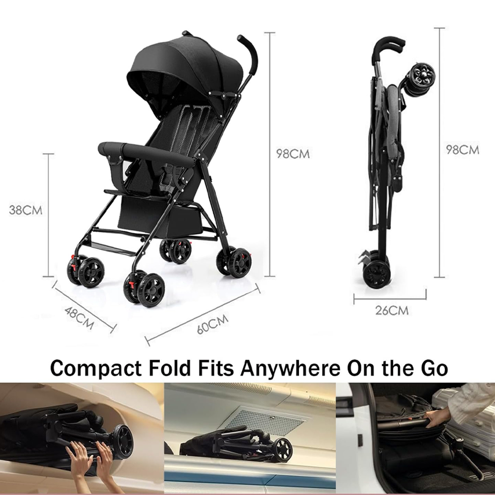 Star Babies - Foldable Lightweight Travel Stroller - Black