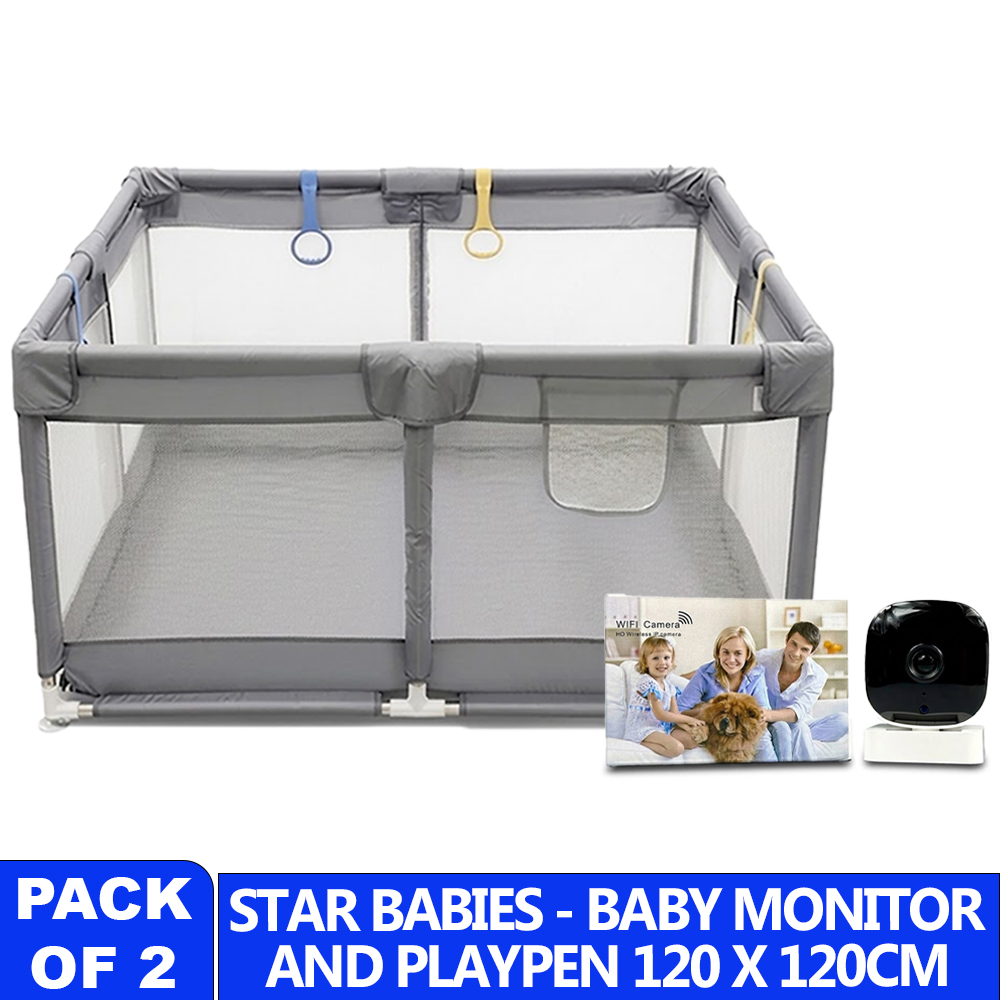 Star Babies - HD Wireless Baby IP Camera & Playpen Set - Multicolor - 120x120 cm - 2 Pcs