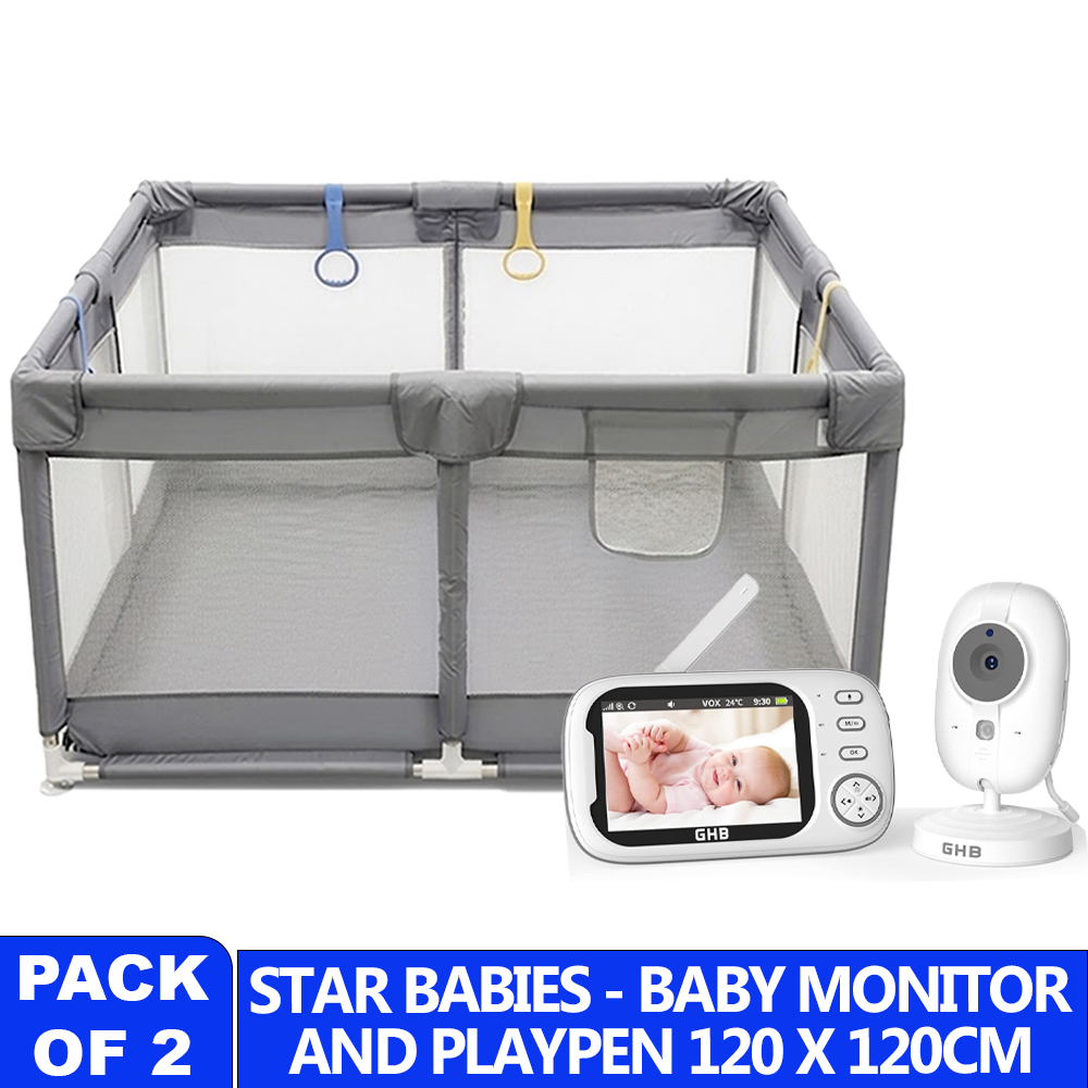 Star Babies - HD Wireless Baby Camera With Screen And Playpen Set - Multicolor - 120x120 cm - 2 Pcs