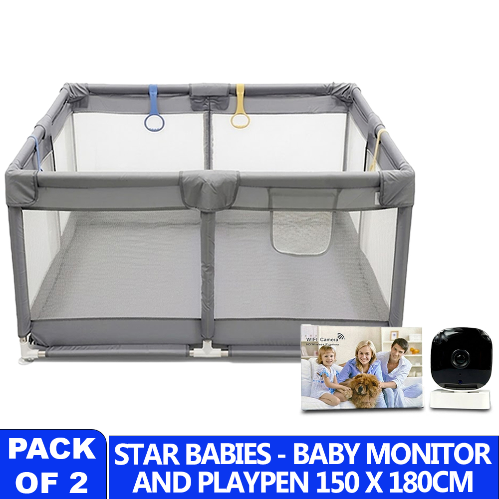 Star Babies - HD Wireless Baby IP Camera & Playpen Set - Multicolor - 150x180 cm - 2 Pcs