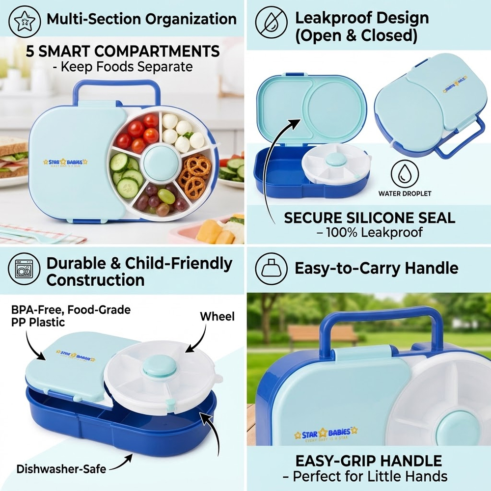 Star Babies - 8 Compartment Lunch Box With Detachable Spinner And Carry Handle
