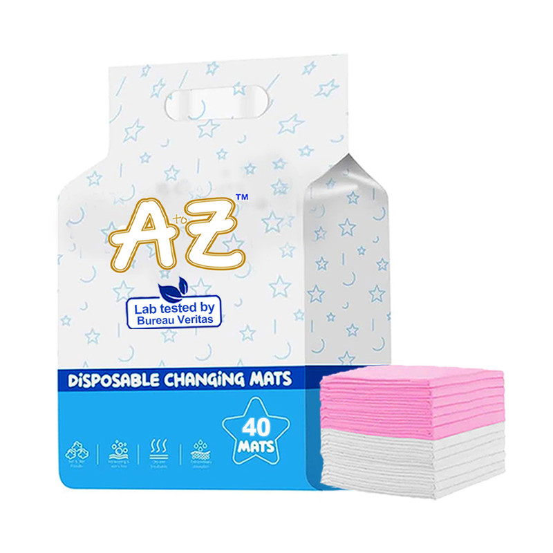 A To Z - Disposable Changing Mats - Pack of 40 - White/Pink - Large